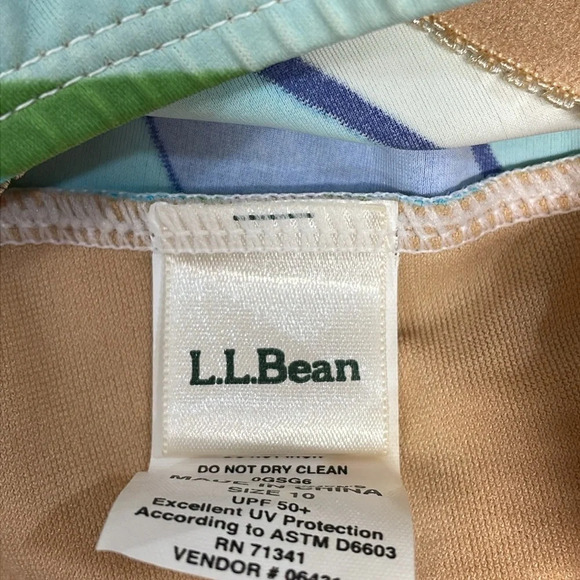 NWOT L.L. Bean Tankini Halter Swim Top V-Neck Diagonal Striped 10 - Picture 8 of 11
